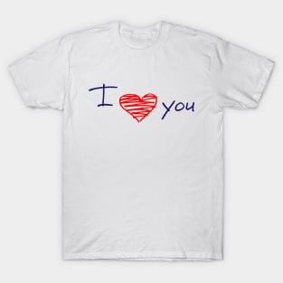 I Love You. Hand-drawn Calligraphy. T-Shirt